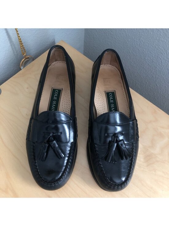 Cole Haan Men\'s 8.5 E Black Leather Tasseled Pinch Casual Loafers Dress Shoes main image 10